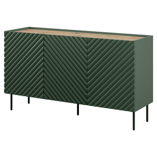 Buffet Vert Et Bois 150 Cm 3 Portes 2 Tiroirs Emile