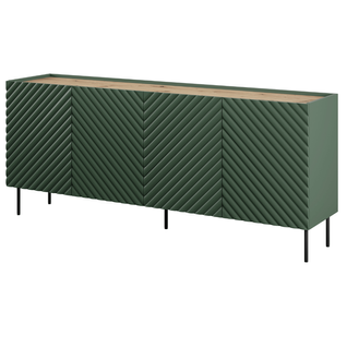Buffet Vert Et Bois 200cm 4 Portes 2 Tiroirs Emile