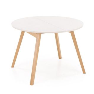Table Ronde Extensible Beige Et Hêtre 102cm Storend