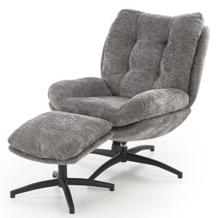 Fauteuil Avec Repose-pieds En Tissu Gris Avec Bascule Gasper