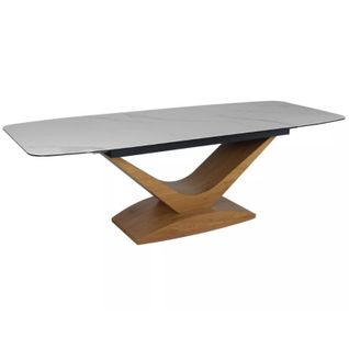 Table Design Céramique Effet Marbre Blanc 180 - 240 Cm Dolcik