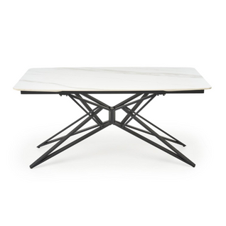 Table à Manger Extensible 160/240 Cm - Plateau Aspect Marbre Blanc Beatrix