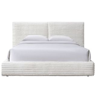 Lit En Tissu Crème Avec Tête De Lit Pour Matelas 160 X 200 Waka