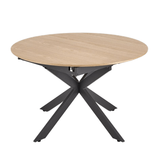 Table Ronde Extensible 120 - 200 Cm Avec Plateau Aspect Bois Helly