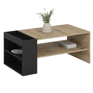 Table Basse 100 X 55 Cm Noire Et Aspect Chêne Lorie