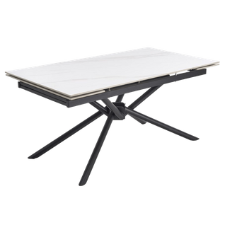 Table à Manger Extensible 160 / 220 Cm Aspect Marbre Blanc Viktor