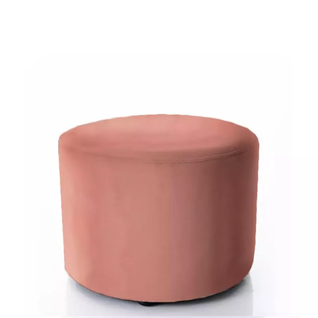 Pouf Rond En Velours 43 X 32 Cm Rose Antique Delta