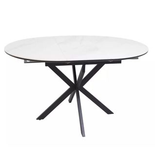 Table Ronde Extensible Céramique Blanche 100 / 135 Cm Larry