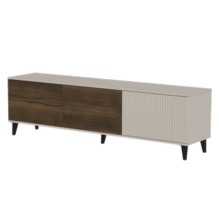 Meuble TV Contemporain 180 Cm Beige Aspect Noyer Pump