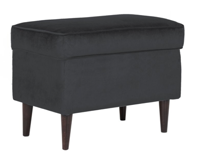 Pouf Design Velours Noir Et Wengé Havo