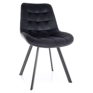 Chaise En Velours Noir Pivotante Et Structure Métal Noir Mat Design Incurvé Montaj