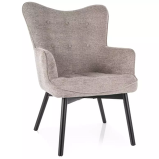 Chaise Tissu Beige Assise Rembourrée Et Pieds Bois Noir Lorinda