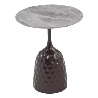 Table Basse Originale Gris Effet Marbre Et Bronze Antique Slim