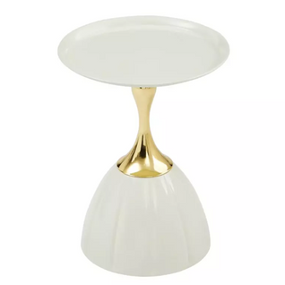 Table Basse Design Moderne En Métal Blanc Et Or Luxia