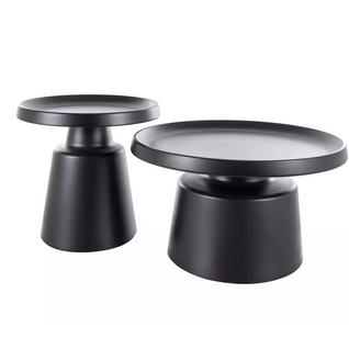 Ensemble De Deux Tables Basses Rondes En Métal Noir Mat Carina