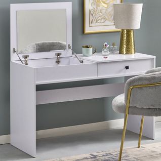 Coiffeuse Moderne Blanche Avec Miroir Mark