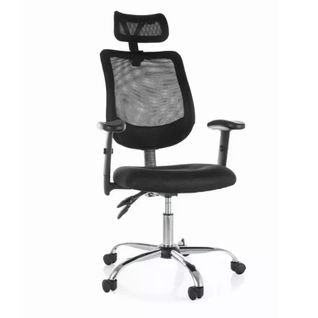 Chaise De Bureau à Roulette Et Pivotante Ergonomique Noir, Pieds Gris Argent Lorix