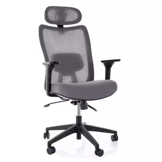 Chaise De Bureau Pivotante Ergonomique Mesh Grise Tilt Multibloc Appui-tête et Soutien Lombaire Zyla