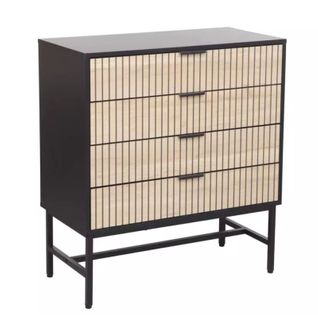 Commode 4 Tiroirs En Chêne Et Métal Noir Mat Loreens