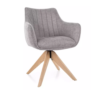 Chaise Pivotante En Tissu Gris Confortable Et Structure En Bois Swop 2