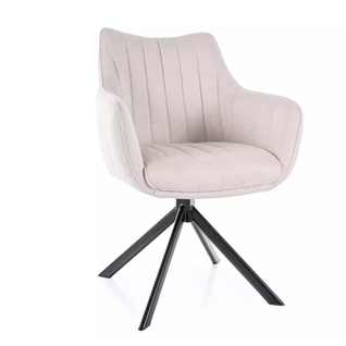 Chaise Pivotante En Tissu Velours Beige Et Structure Métal Noir Mat Swop