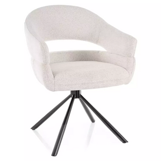 Chaise Tissu Doux Avec Accoudoirs Design Pivotante à 180° Beige Lavin