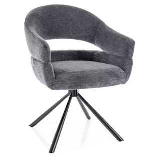 Chaise Tissu Doux Avec Accoudoirs Design Pivotante à 180° Gris Lavin