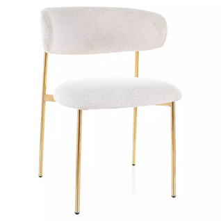 Chaise Tissu Beige Pieds Dorés Métal Design Élégant Et Rembourrage Doux Jonaz