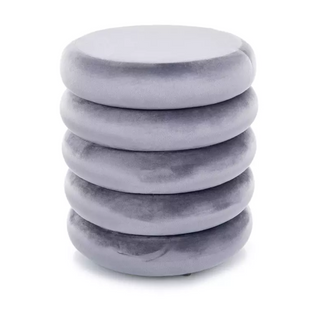 Pouf Rond En Velours Gris Avec Coffre De Rangement Discret Et Assise Douce Mesrun