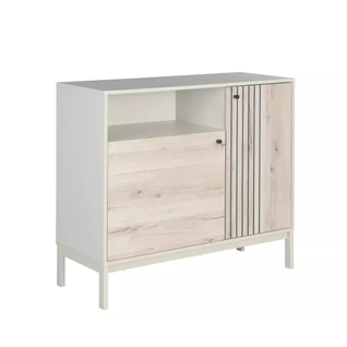 Buffet Compact Chêne Alpin Et Blanc Cassé 2 Portes – Collection Fargol3