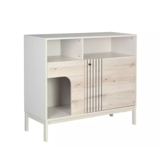 Buffet Avec Niche Chat Chêne Alpin Et Blanc Cassé – Collection Fargol4