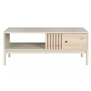 Table Basse Rectangulaire Avec Rangement Chêne Et Blanc Cassé Seli