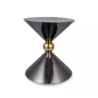 Table D'appoint Symétrique Noir Brillant Et Or Design Miracle