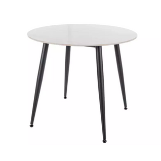 Table Ronde 90 Cm Céramique Blanche et Métal Noir Serafina