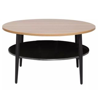 Table Basse Chêne Et Noir 2 Étages 80 Cm Zenix