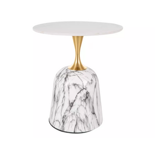 Table Basse Design Effet Marbre Blanc Et Couleur Or 50 Cm Blum