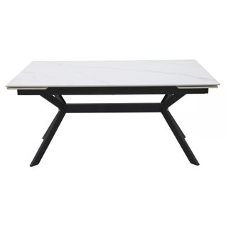 Table De Salle à Manger Extensible 180 + 60cm En Céramique Blanc Mat Marta