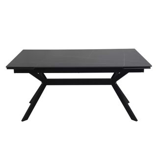 Table De Salle à Manger Extensible 160 + 60cm En Céramique Noir Mat Marta