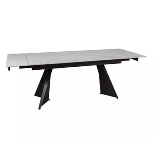 Table De Salle à Manger Extensible 160 + 80cm En Céramique Blanc Mat Barila