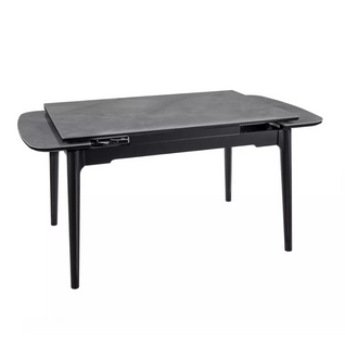 Table Extensible De Salle à Manger Gris Brillant 120 + 60cm Céramique Structure Bois Stan