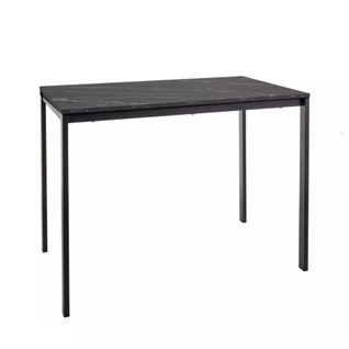 Table Rectangulaire 100 Cm Avec Plateau Stratifié Noir Effet Marbre Pieds Noir Landry