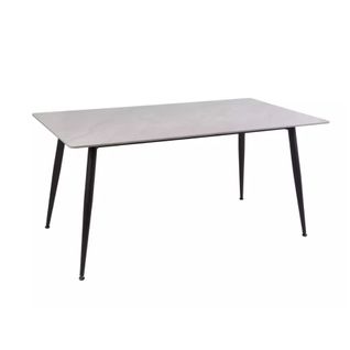 Table De Salle à Manger 130 Cm Rectangulaire Gris Brillant En Céramique Armandido