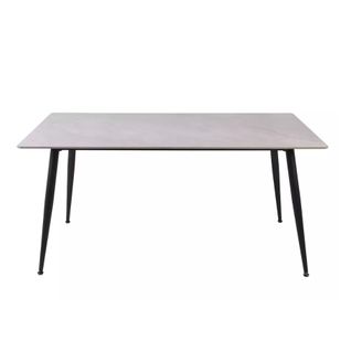 Table De Salle à Manger 160 Cm Rectangulaire Gris Brillant En Céramique Armando