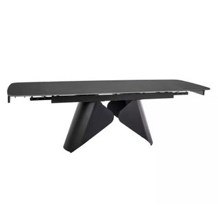 Table De Salle à Manger Extensible 160 + 80cm Avec Plateau En Céramique Noir Mat Armada
