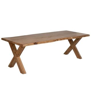 Table à Manger 240 Cm En Bois Acacia Massif Pieds Croisés Ajustables Olisar