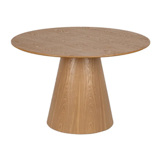 Table à Manger Ronde 120 Cm Finition Bois Naturel Piètement Conique Lyssoria