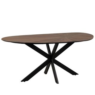 Table à Manger 178 Cm Mdf Naturel Et Métal Noir Ébulie