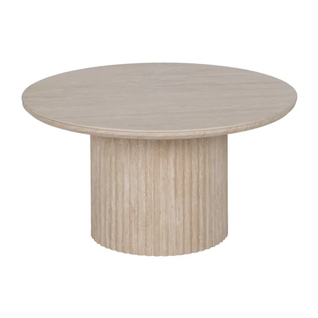 Table Basse Ronde Pierre Beige 70 Cm Pied Cannelé Caelis