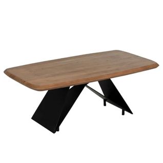 Table Basse Acacia Massif 110 X 60 Cm Pied X Métal Noir Himera