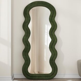 Miroir Moderne Avec Encadrement Vert Olive En Forme De Vagues Wavy